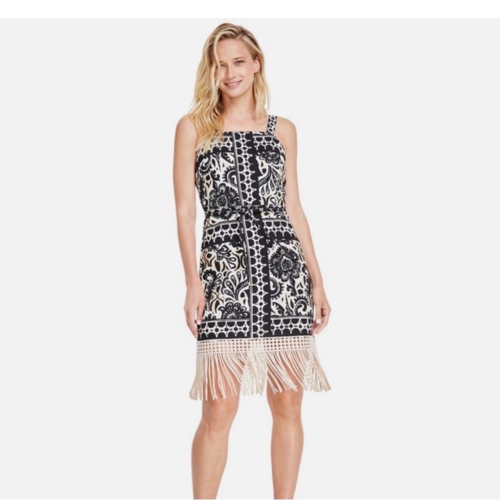Tahari fringe dress